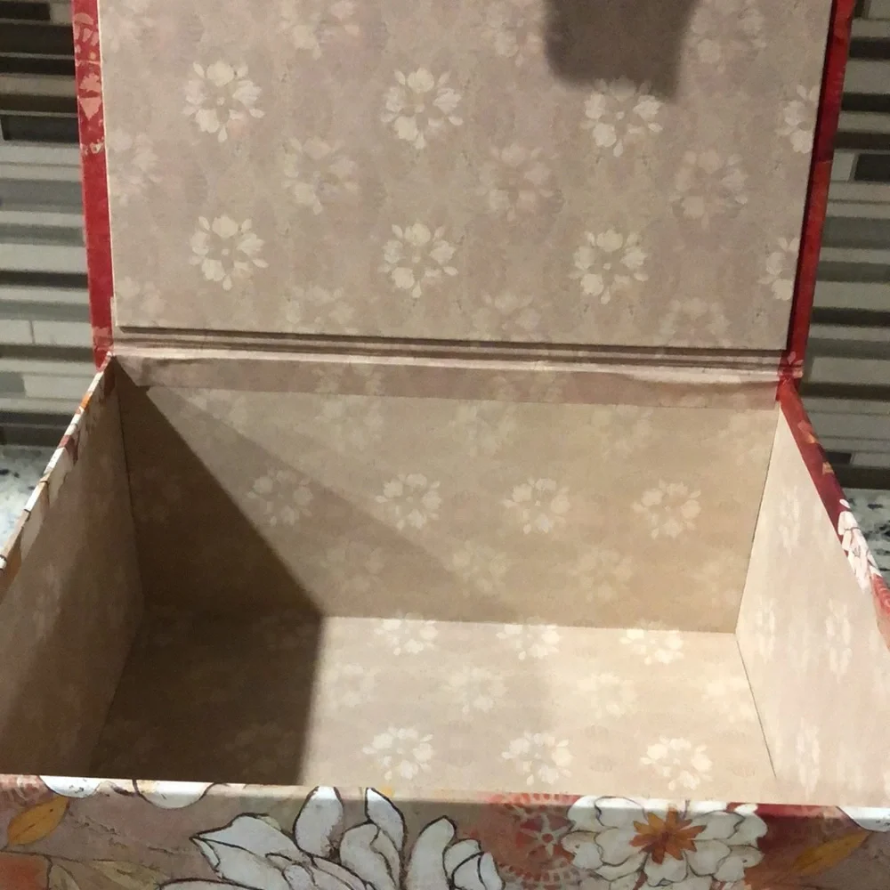 Beautiful Floral Orange Red White Decorative Storage Home Decor Gift Box 2 Keep
